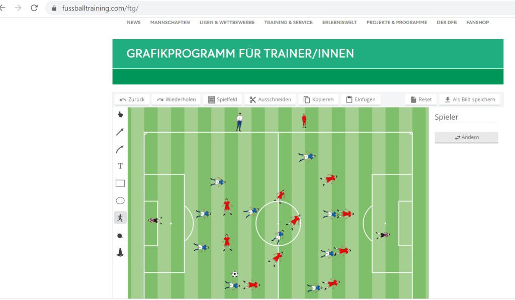 Virtuelle Taktiktafel Fussballtrainingcom taktik screenshot