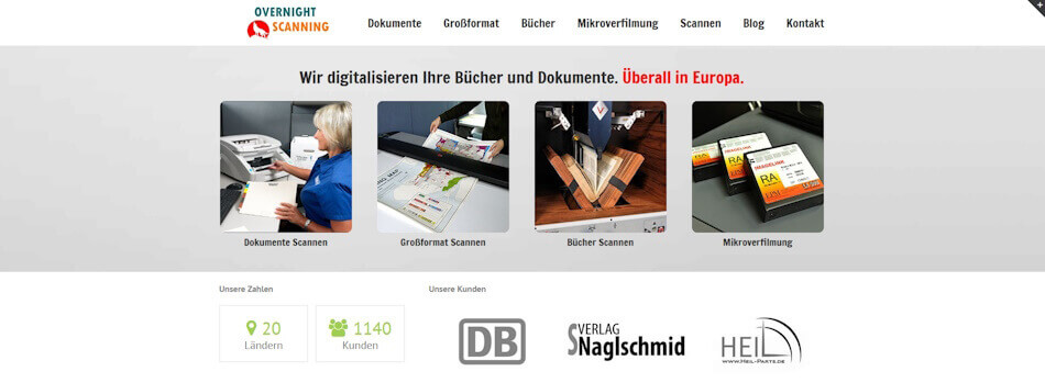 daten digitalisieren anbieter Overnight Scanning