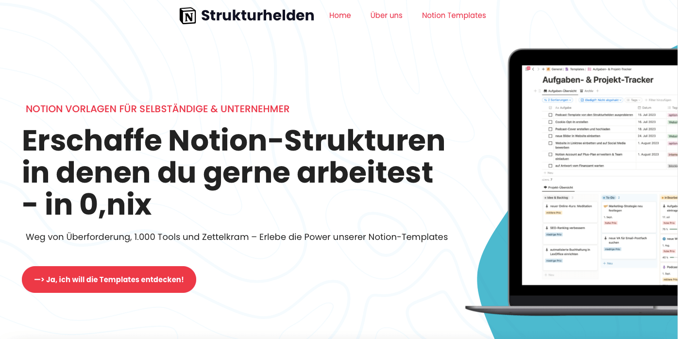 Digitale Produkte Ideen Screenshot Strukturhelden
