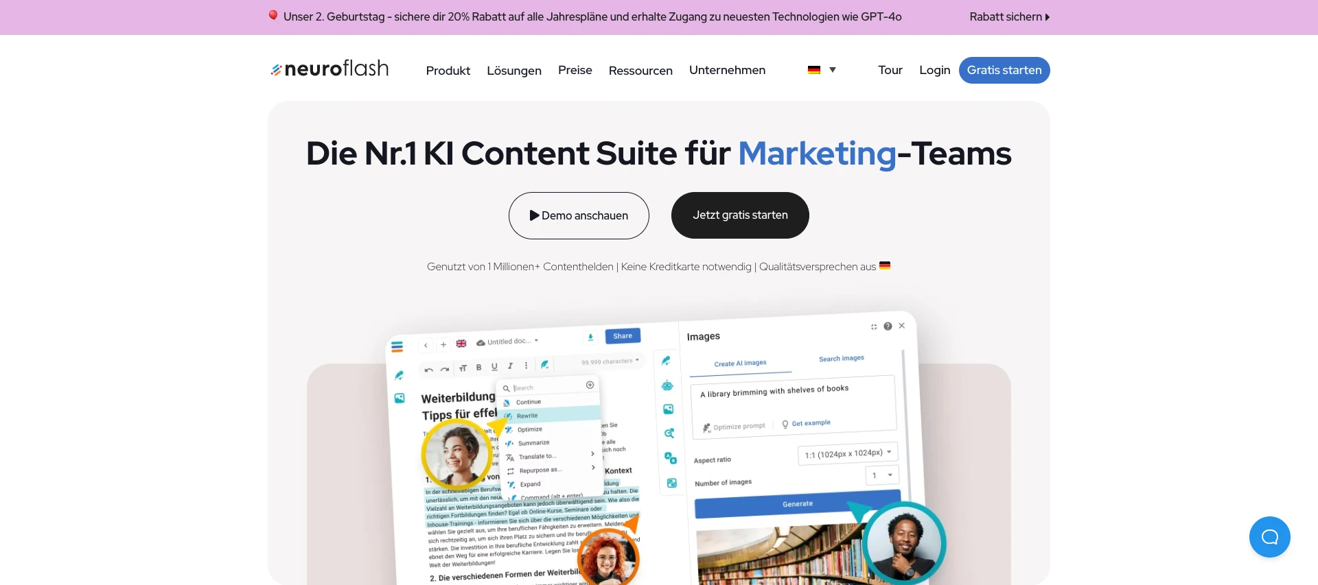 neuroflash KI Tool Website
