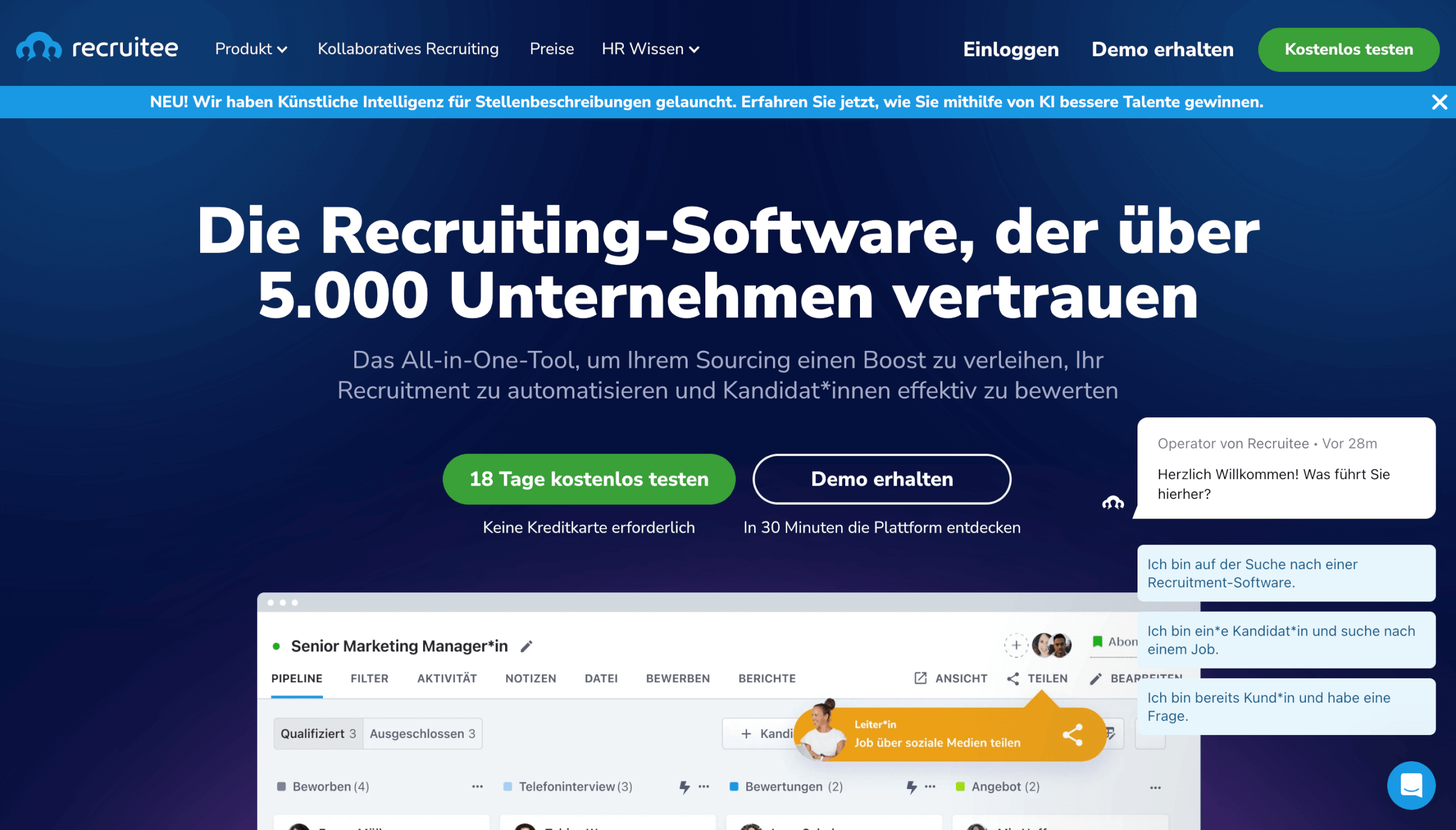 Karriereportal Software Recruitee