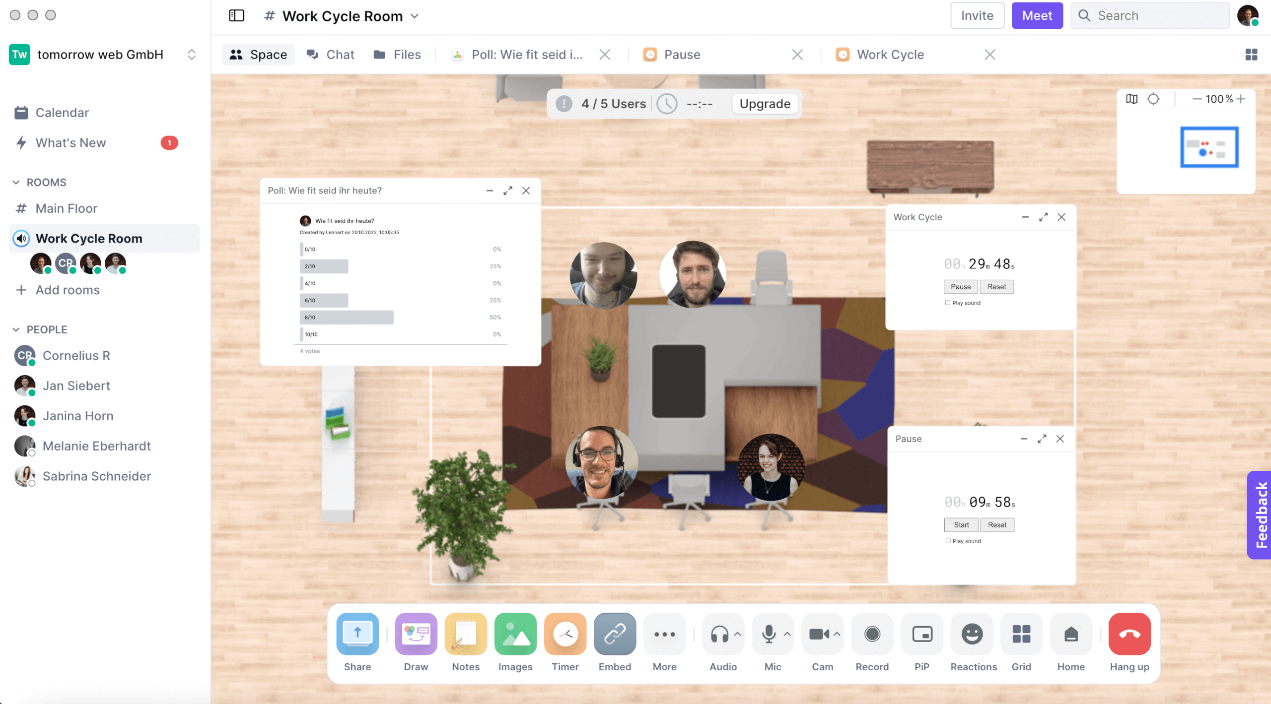 Virtuelles Coworking Usecase Workcycle