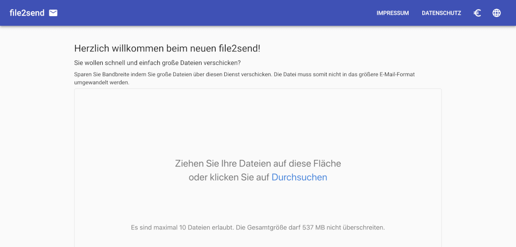 Grosse Dateien verschicken file2send