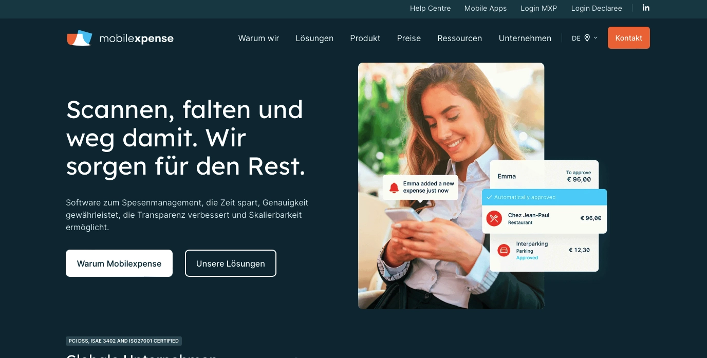 Digitale Spesenabrechnung Anbieter Mobile Xpense