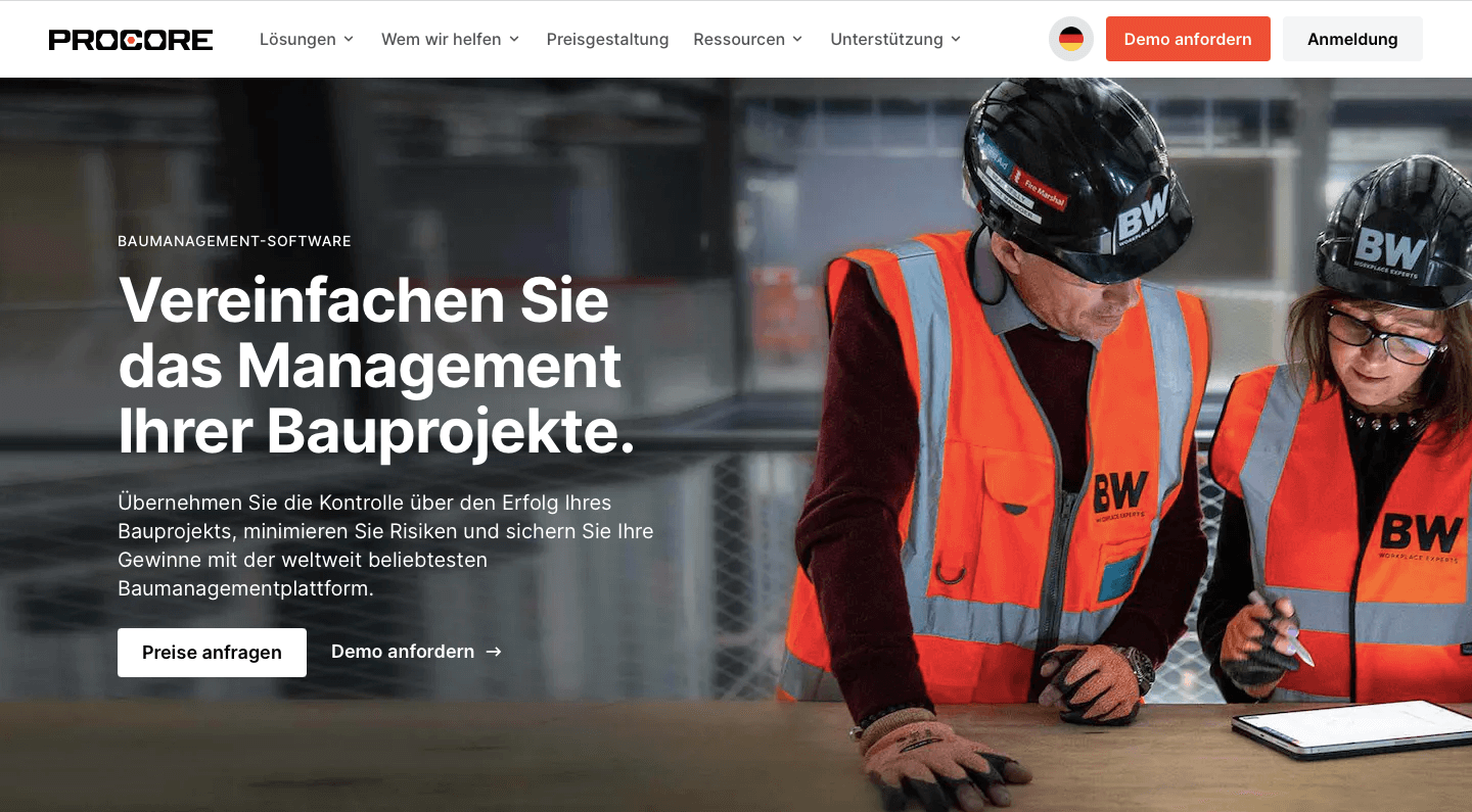 Bautraeger Software Anbieter Procore