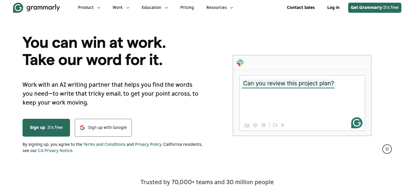KI Textanalyse Anbieter Grammarly