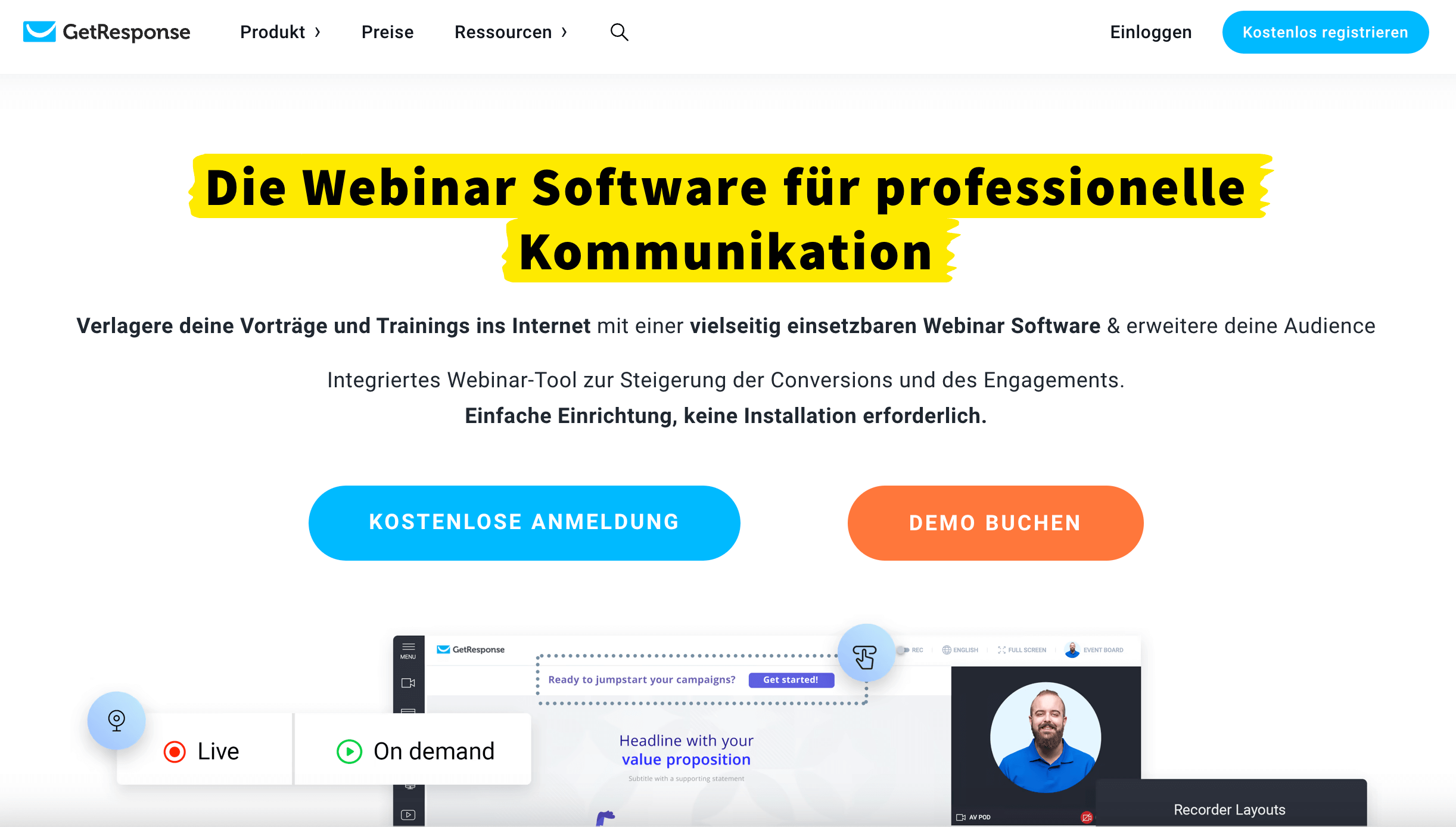 Automatisierte Webinare Anbieter GetResponse