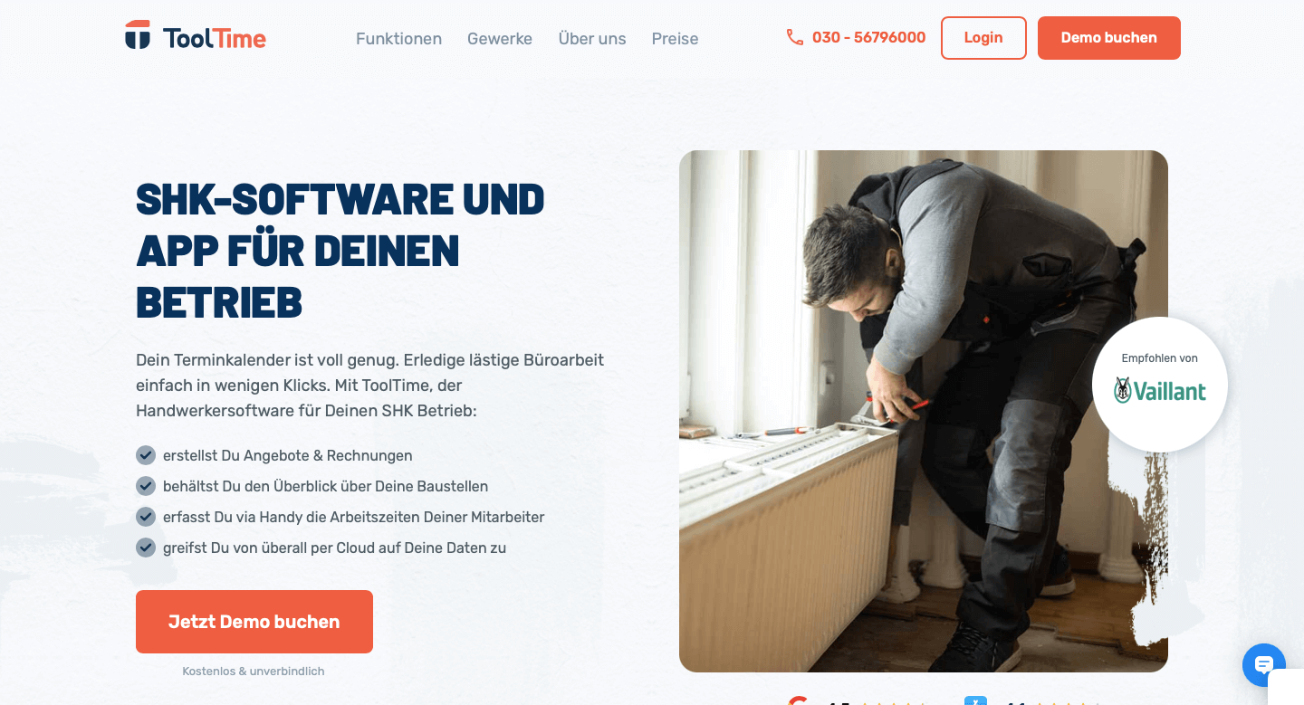 SHK Software Anbieter Tooltime