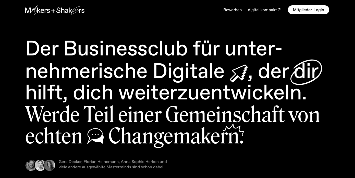 Digitale Produkte Ideen Screenshot Makers Shakers
