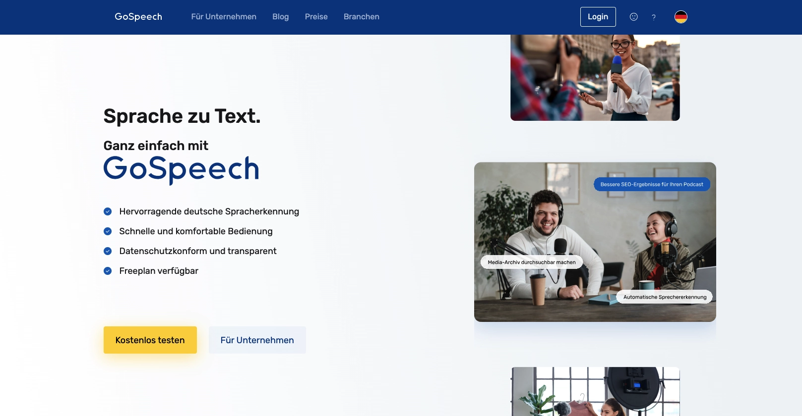 Transkription Software Anbieter GoSpeech