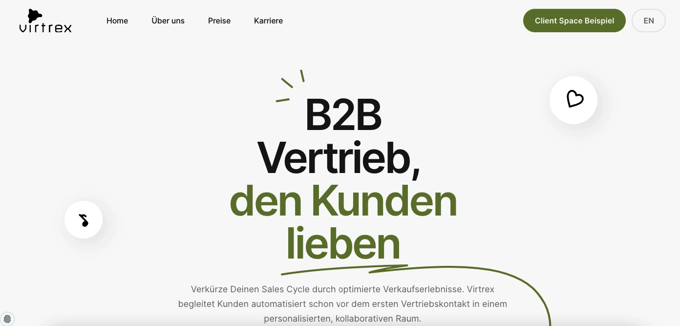 Digitaler Sales Room Anbieter Virtrex