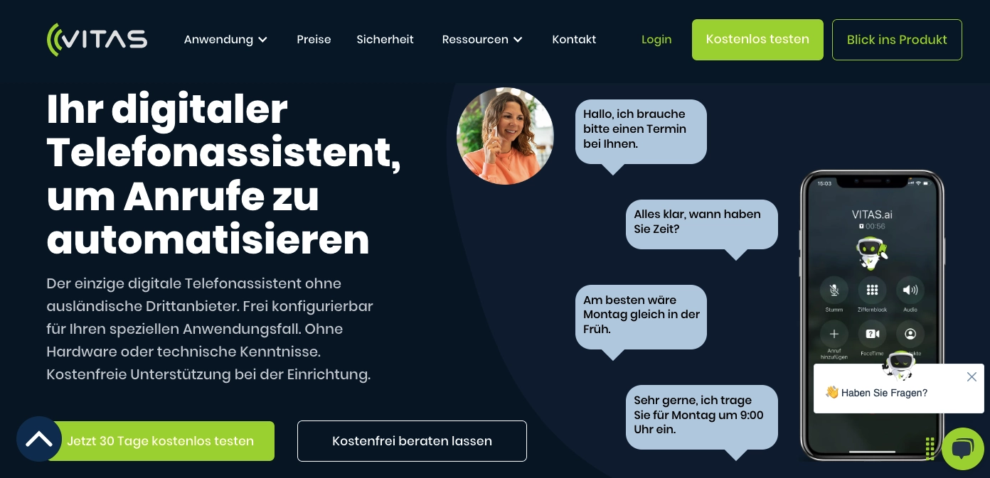KI Telefonassistent Anbieter VITAS
