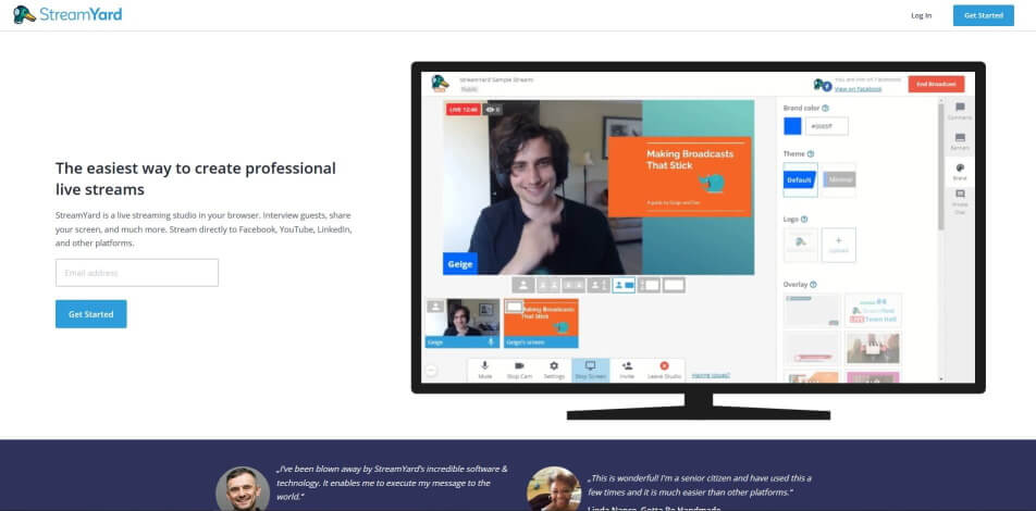 beste live streaming software kostenlos streamyard