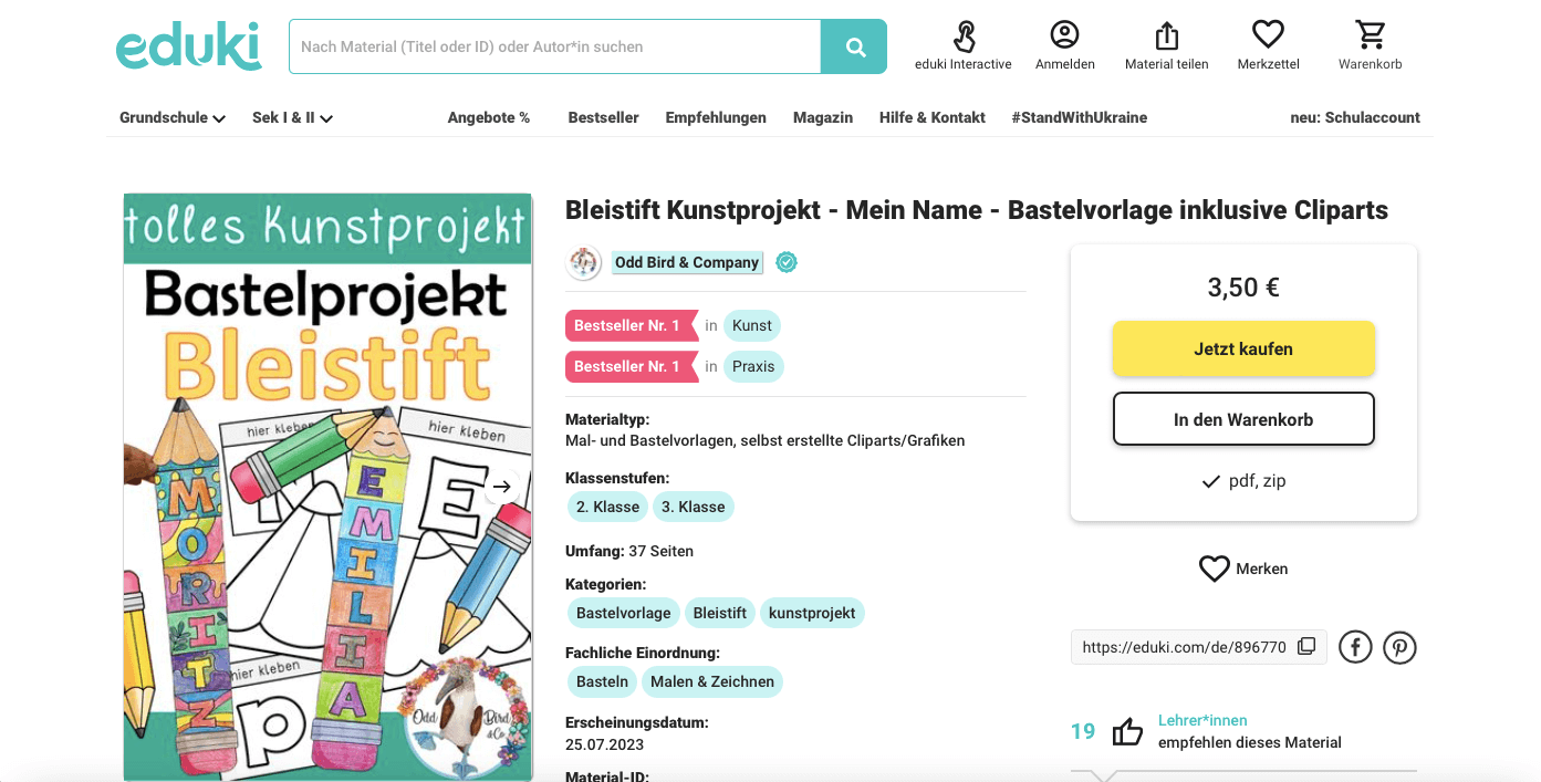Digitale Produkte Ideen Screenshot eduki