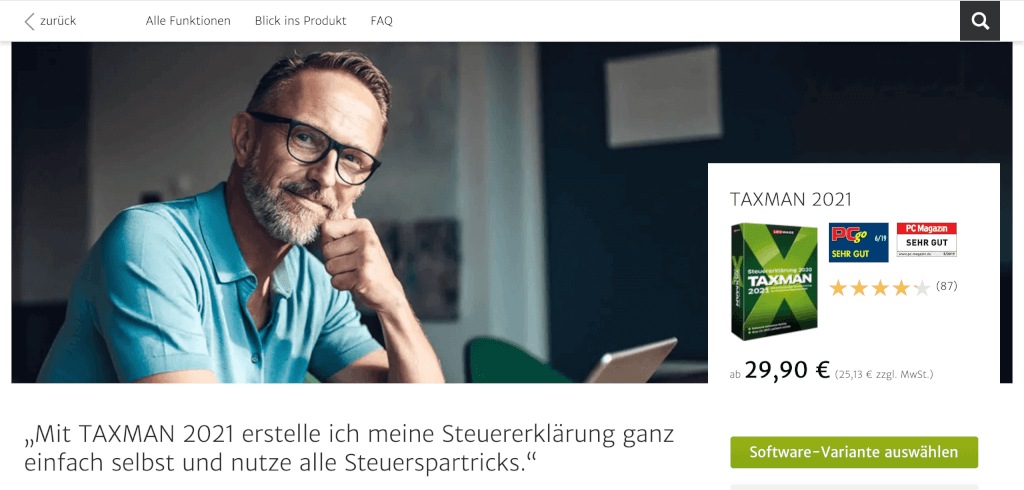Steuererklaerung Software TAXMAN