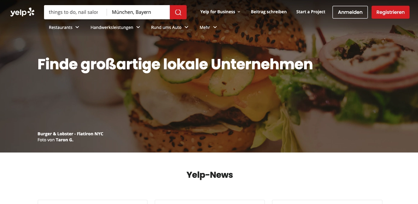 Bewertungen sammeln Anbieter Yelp