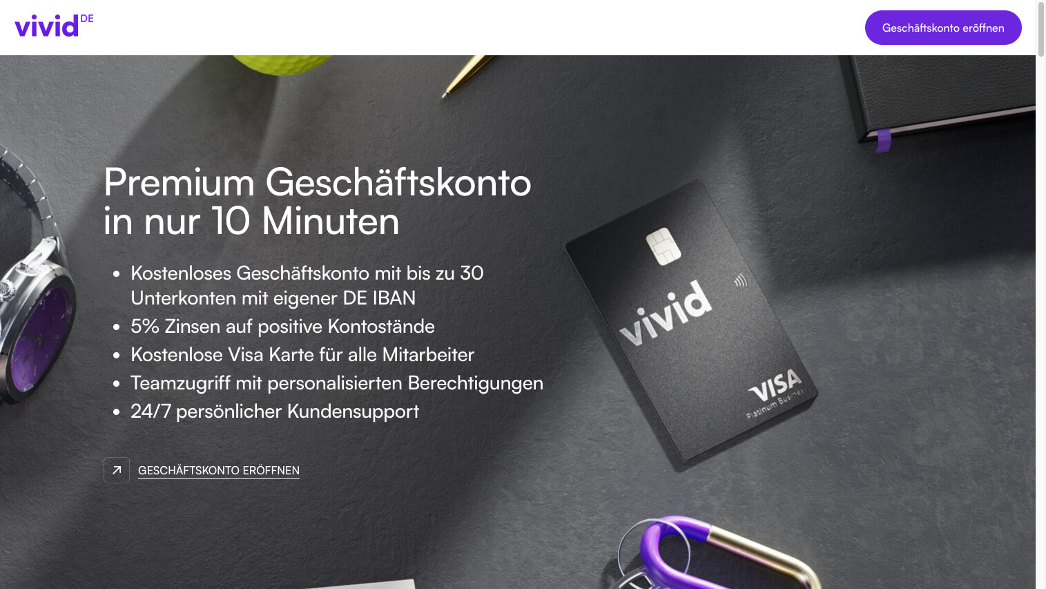 Firmenkonto Vivid Deutschland digital affin