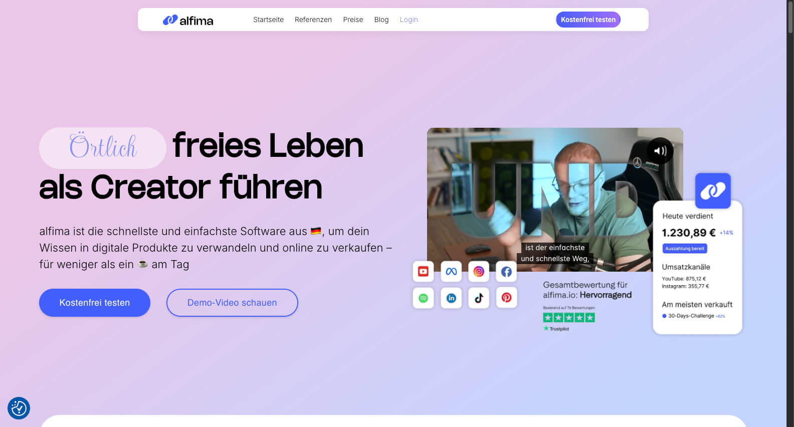 Startseite All In One Tool fuer Creator aus alfima io 12 08 2025 07 02 PM