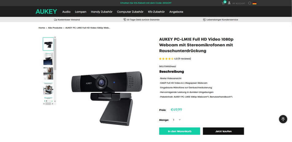 webinar kamera Aukey PC LM1E