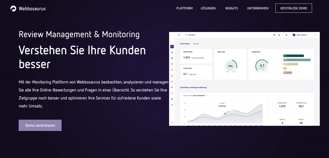 Review Management Software Anbieter Webbosaurus