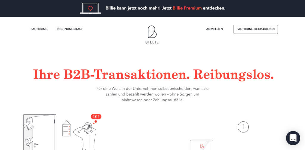 Billie Factoring Anbieter Startseite 1 