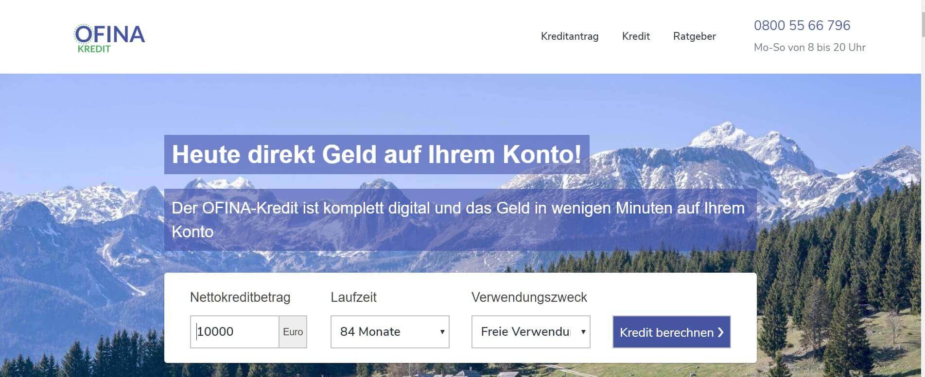 Kleinkredit online OFINA Kredit