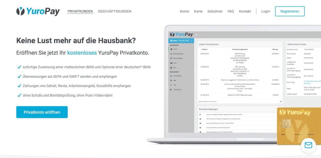 Online Konten YuroPay   Fintech Bank