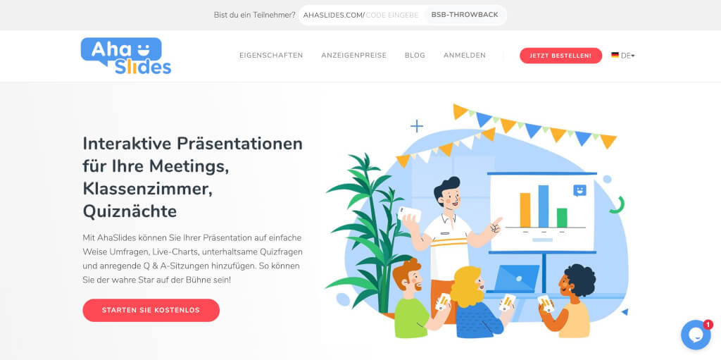 Interaktive Praesentationssoftware fuer Ihre Meetings und Klassenzimmer AhaSlides