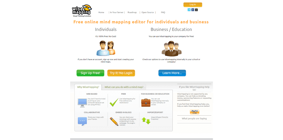 mindmapping tools wisemapping startseite