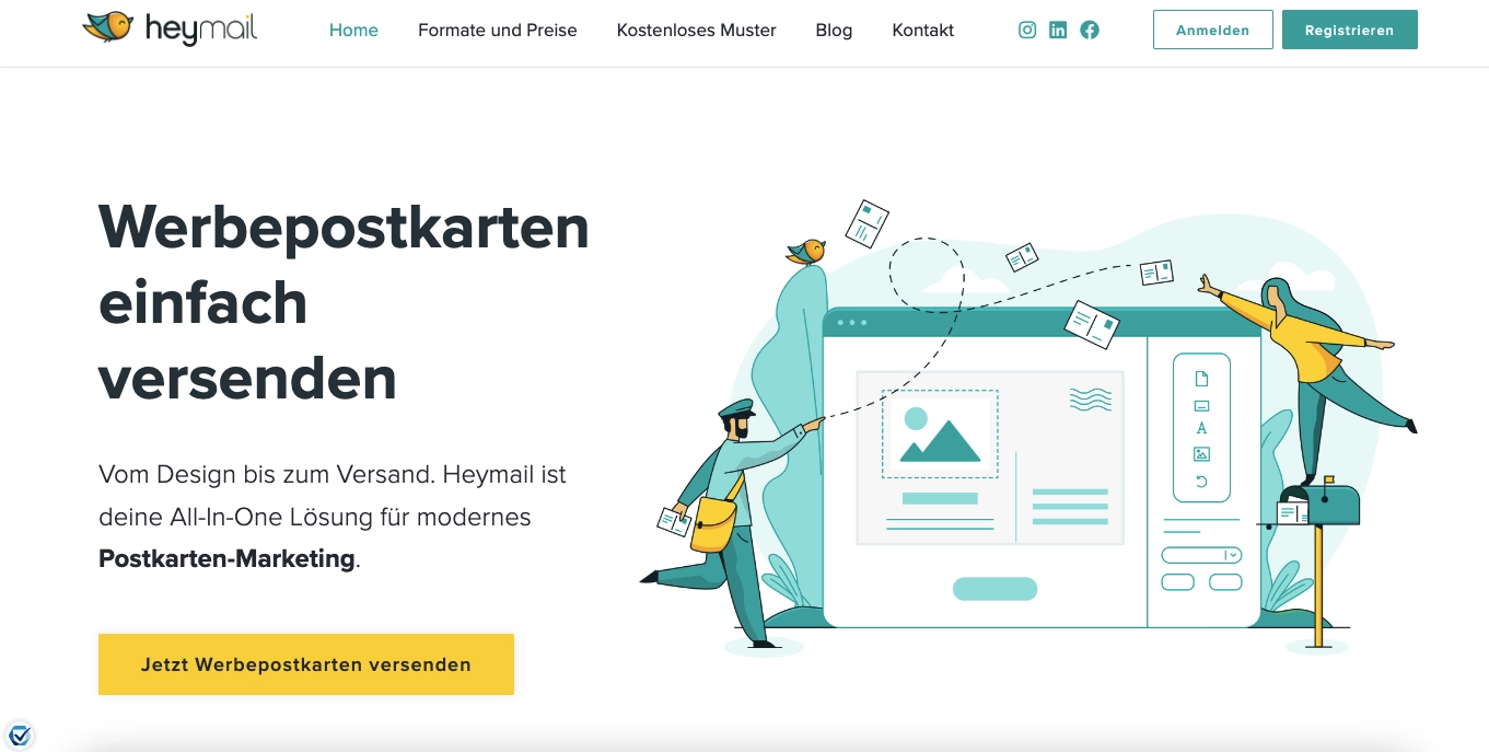 Handschriftliche Postkarten automatisieren Anbieter Heymail