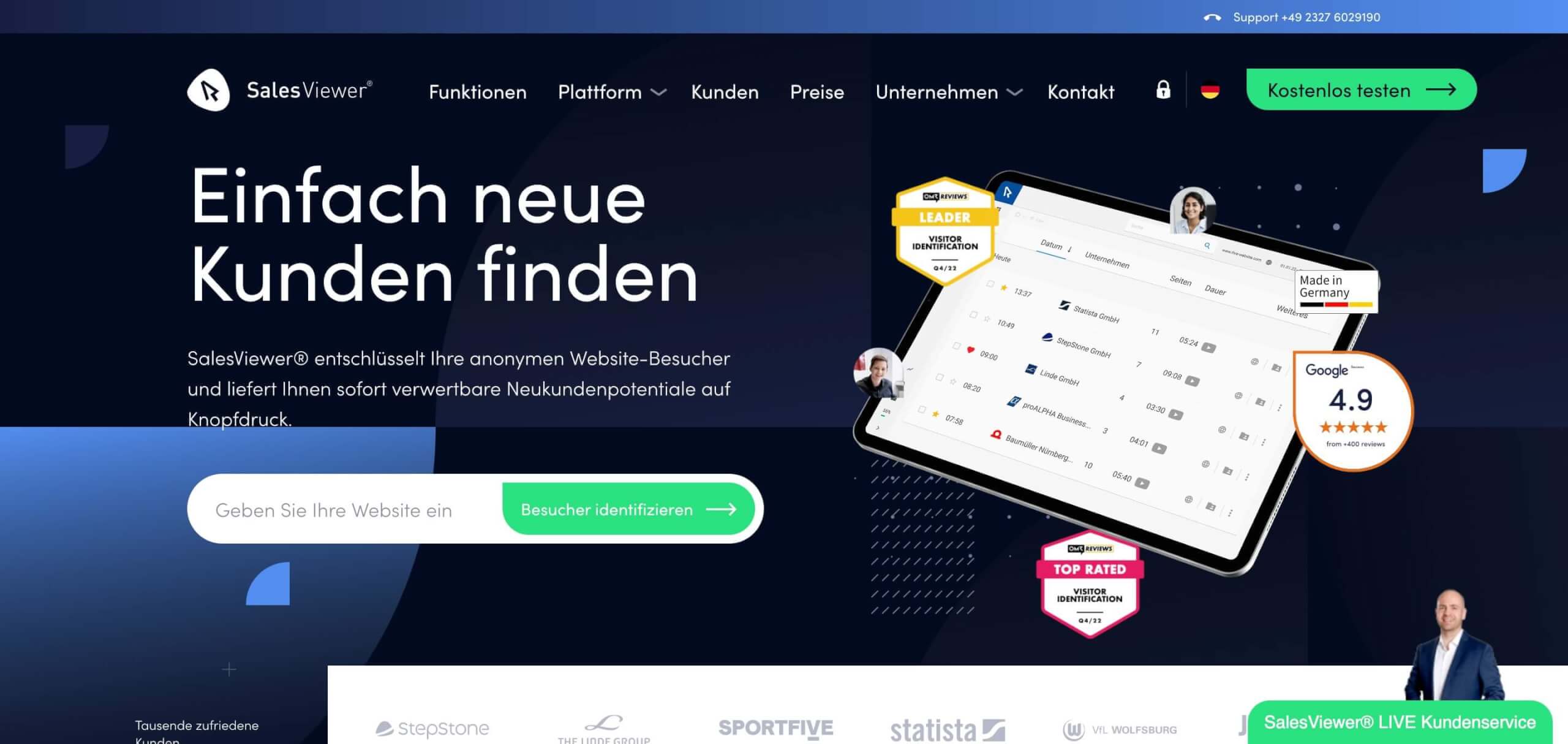 SalesViewer Einfach neue Kunden finden homepage 1
