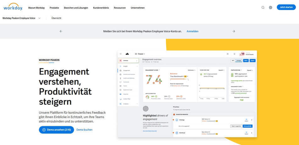 mitarbeiterzufriedenheit messen Workday Peakon