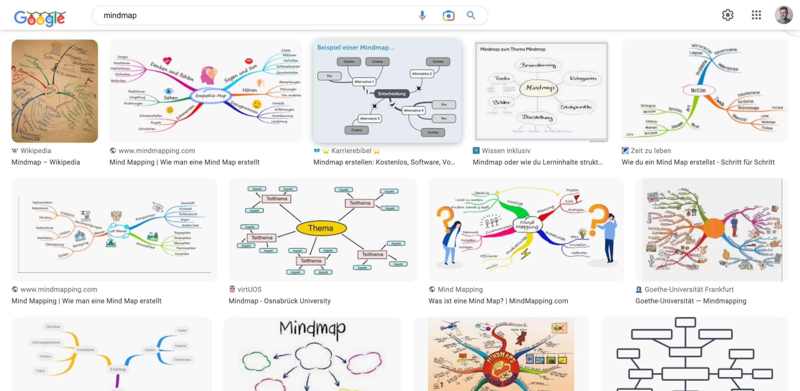 wie sieht eine mindmap aus Google Suche 1