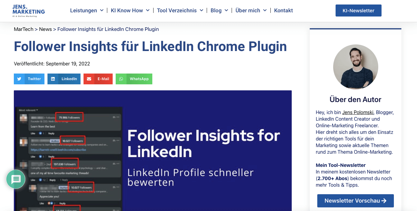 Digitale Produkte Ideen Screenshot Linkedin Plugin