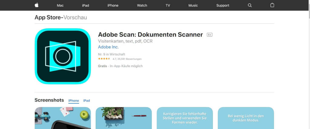 Scan Apps Adobe Scan Dokumenten Scanner App Store