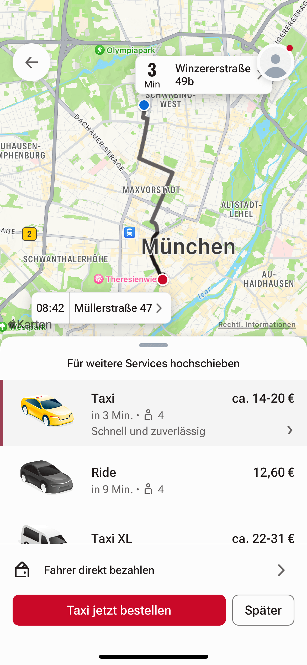 Taxi App FreeNow Kosten