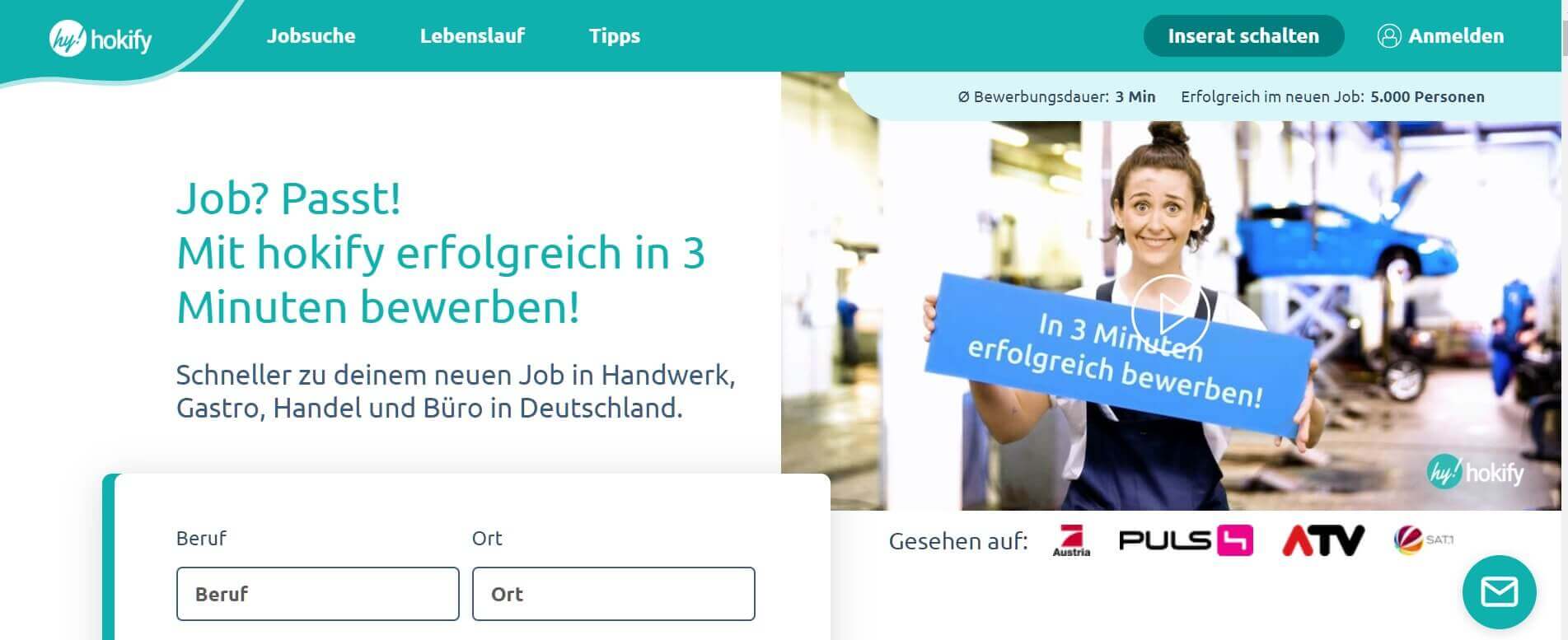 Digitale Bewerbung Hokify