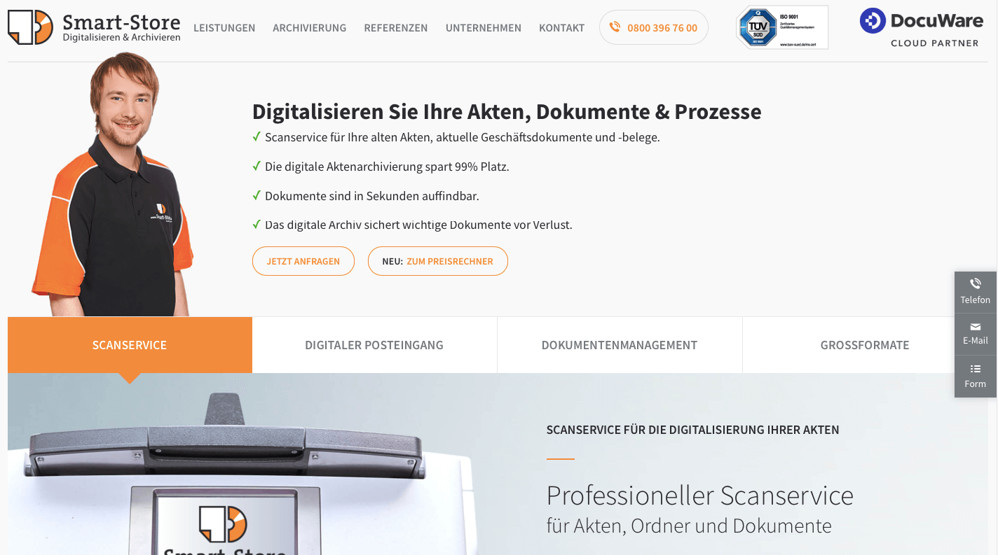 Bauakten scannen Anbieter Smart Store