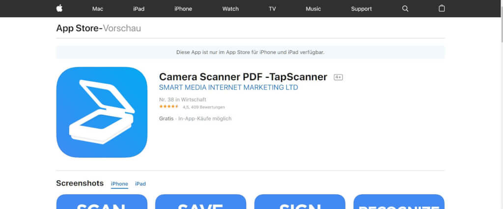 Scan Apps TapScanner App Store