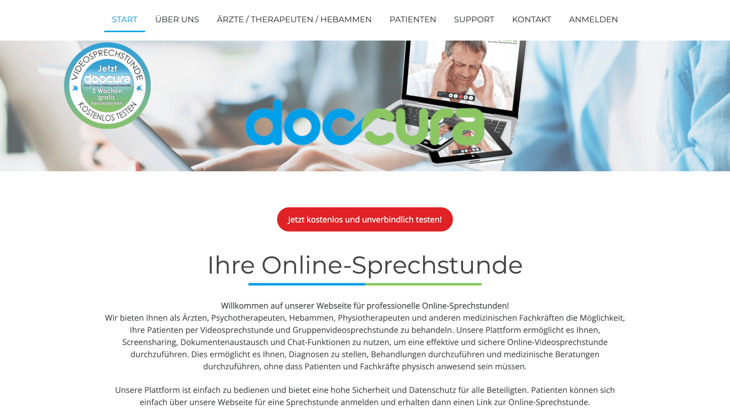 Videosprechstunde Software Doccura