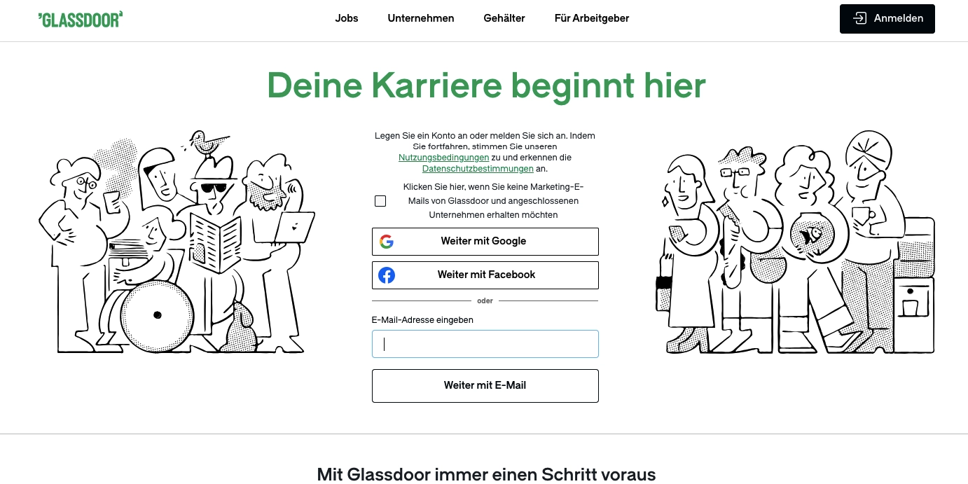 Bewertungen sammeln Anbieter Glassdoor