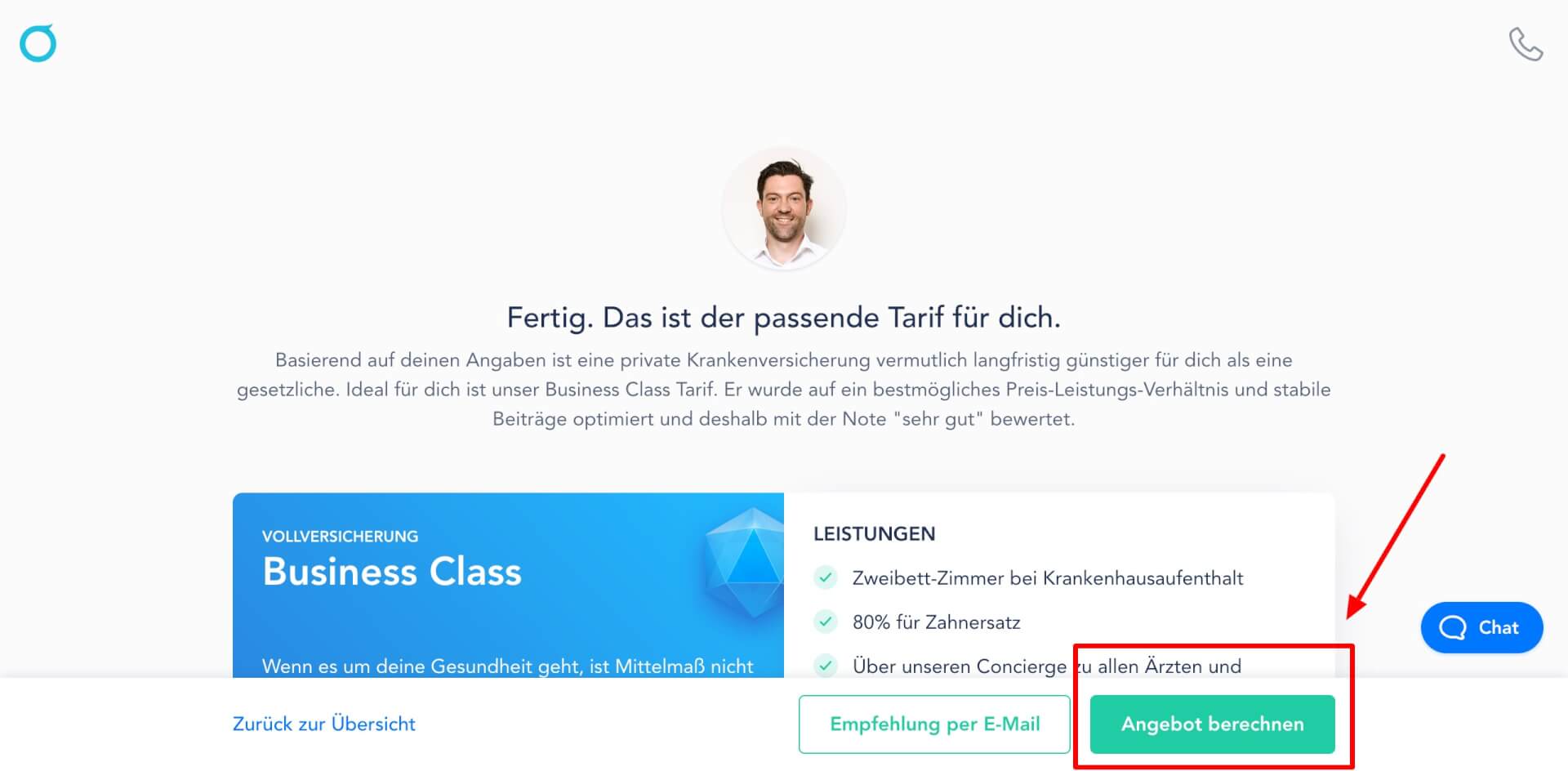 Bild 3 ottonova Business Class Tarif Beitrag berechnen