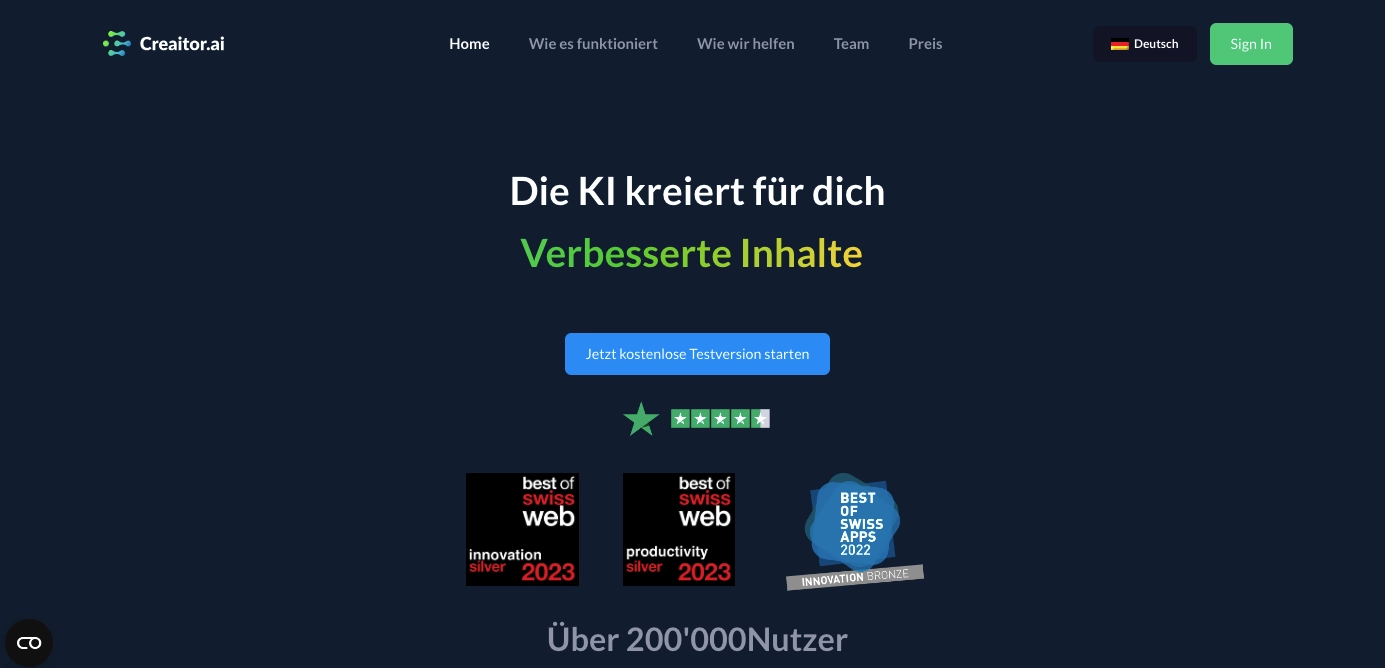 KI Textanalyse Anbieter Creaitor