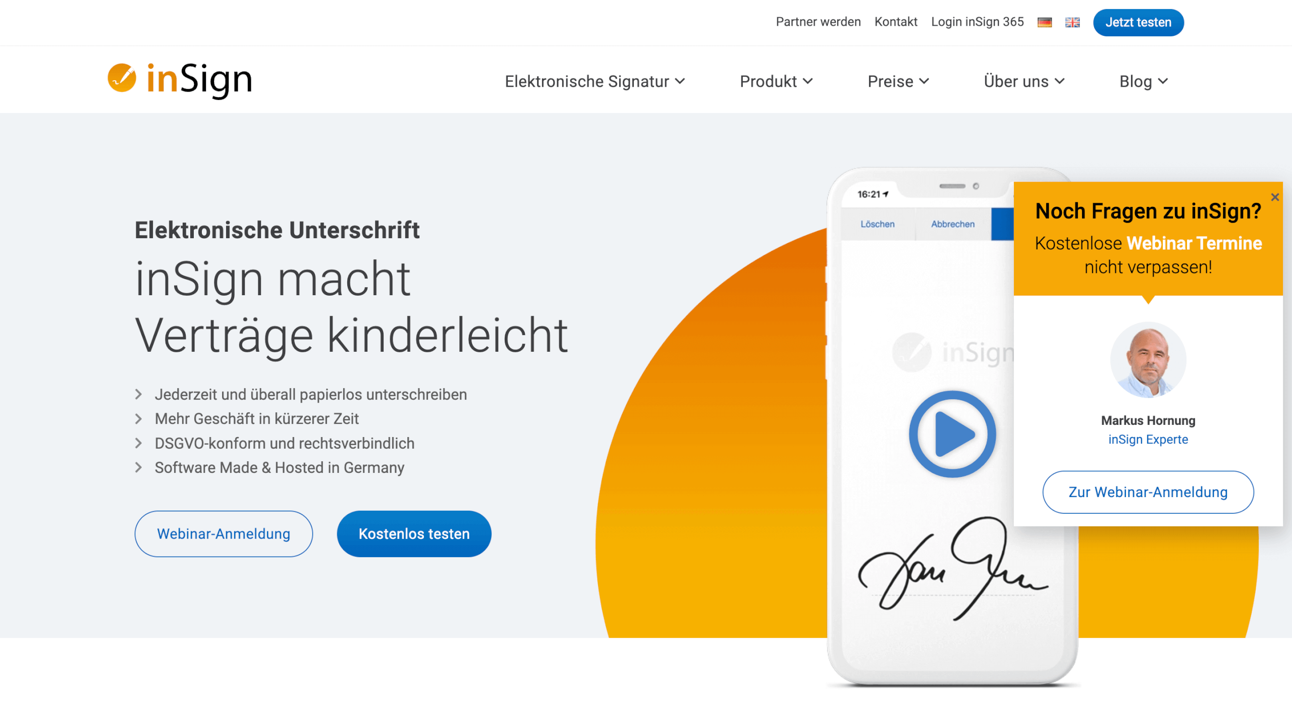 Arbeitsvertrag digital unterschreiben inSign
