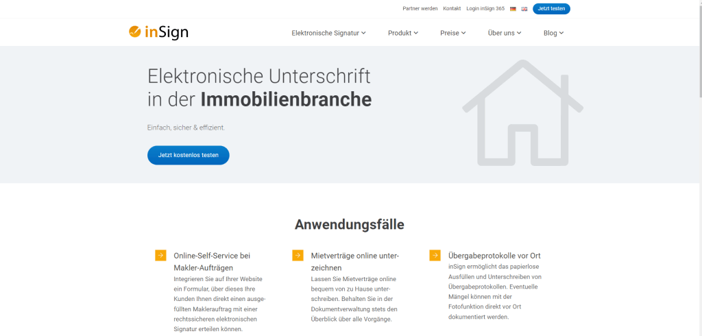 mietvertrag digital unterschreiben insign