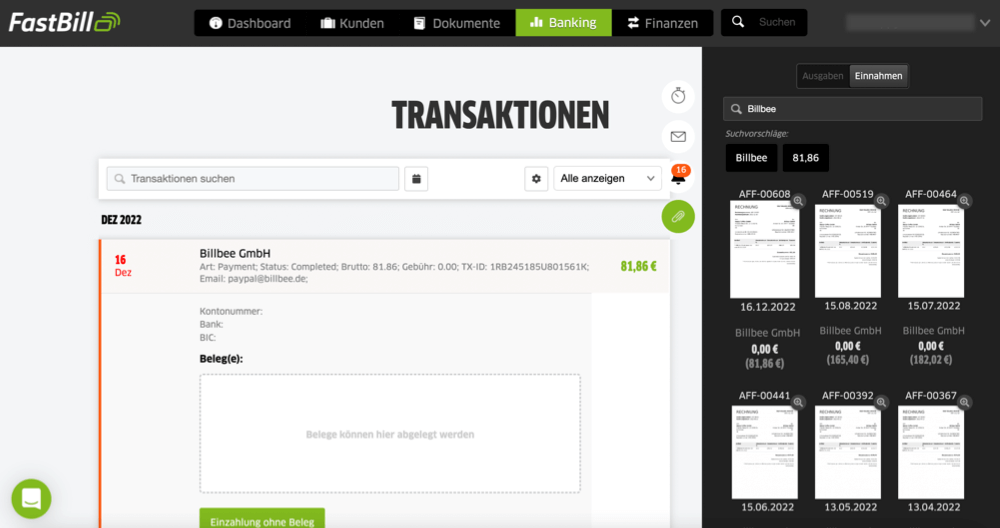 fastbill banking