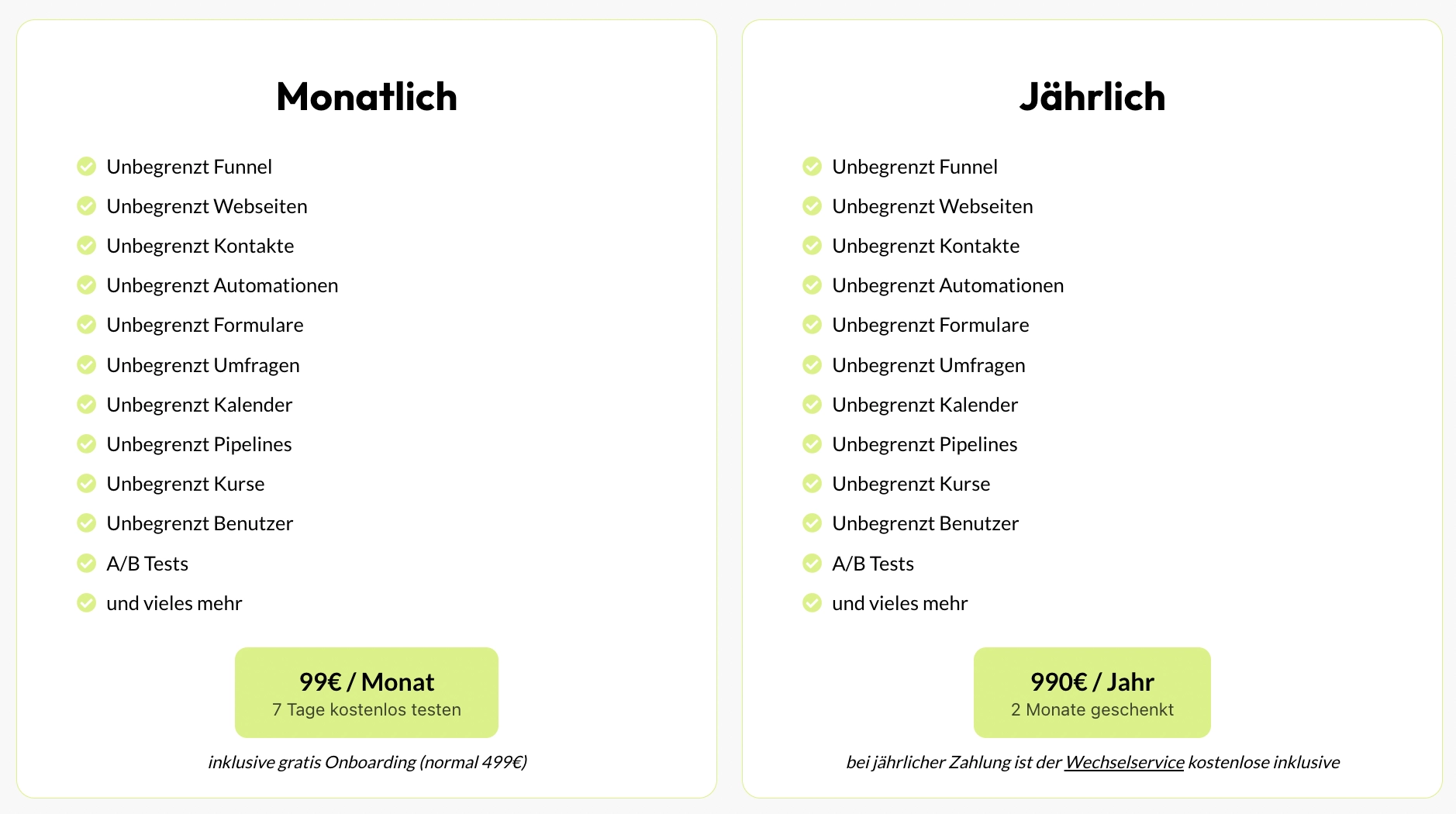 Preise Funnelspace Juli 2025