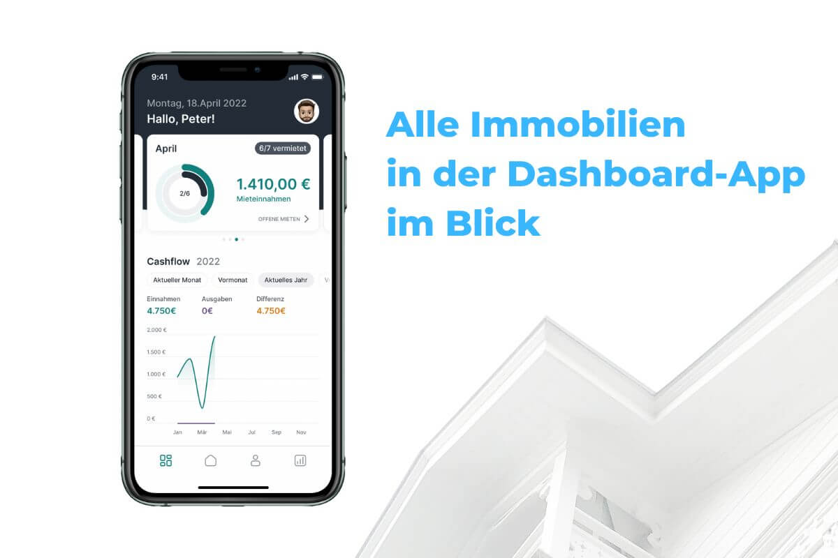 immocloud Dashboard App fuer Immobilien Management
