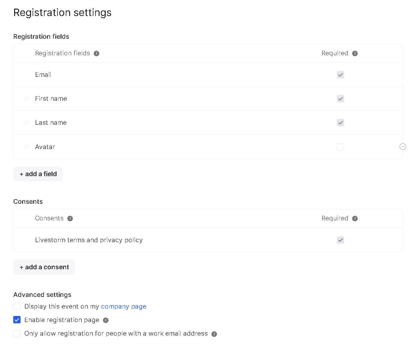 Livestorm Registrierungsseite