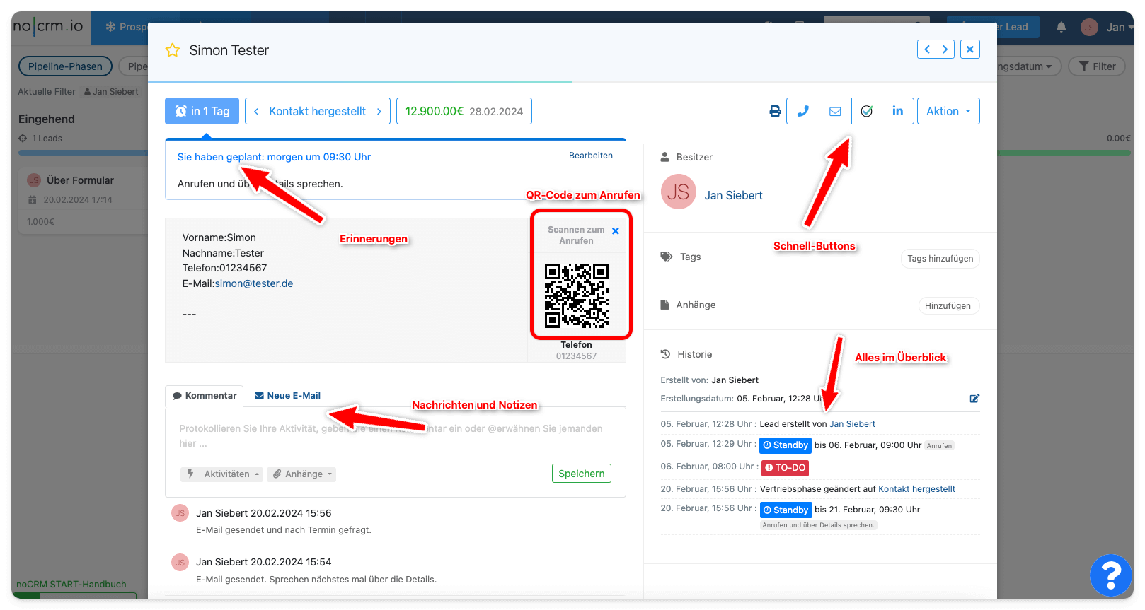 noCRM Lead Ueberblick Funktionen Digital Affin